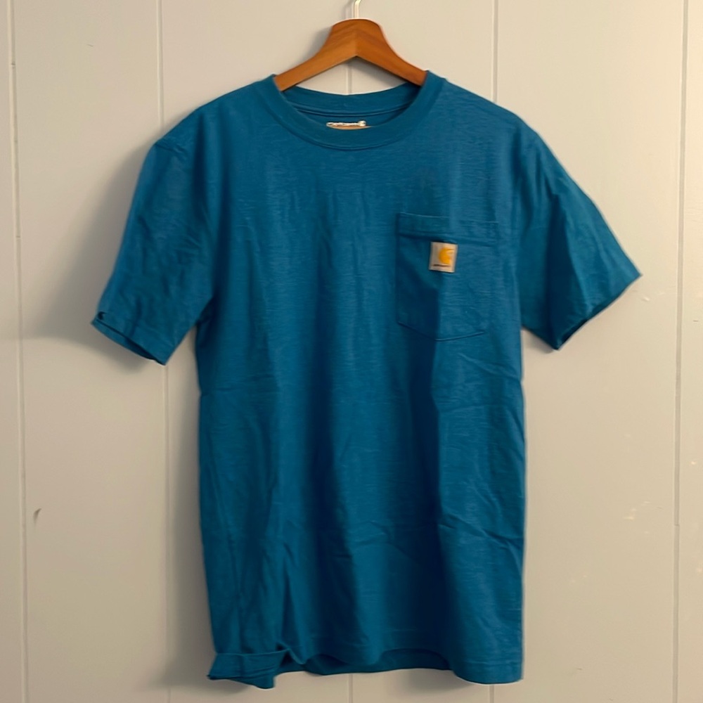 carhartt men's t shirt, blue in a size small